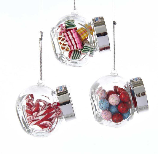 Kurt S. Adler NYC Glass Candy Jar Ornament 3 Assorted A1722