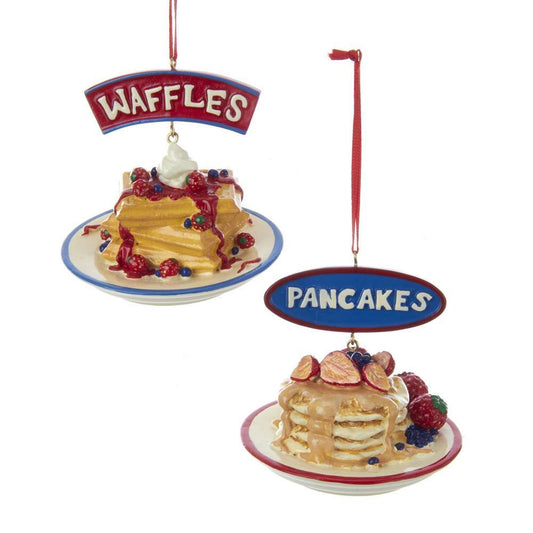 Kurt Adler NYC A1872 Waffles and Pancakes Ornaments, 2 Assorted