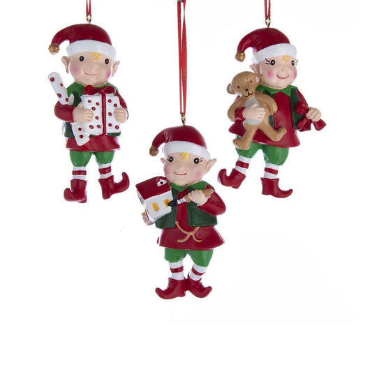 Kurt Adler NYC A1874 Elf Ornaments, 3 Assorted for sale in UK