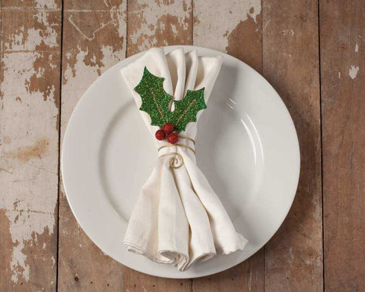 A fabolous decoration to buy in UK - TF8627 Bethany Lowe Holly Leaf Napkin Ring
