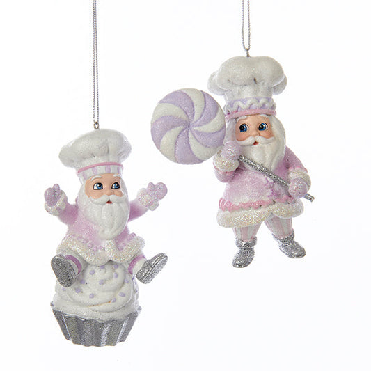 C7906 Sugar plum chef santa with silver glitter ornament Kurt Adler NY