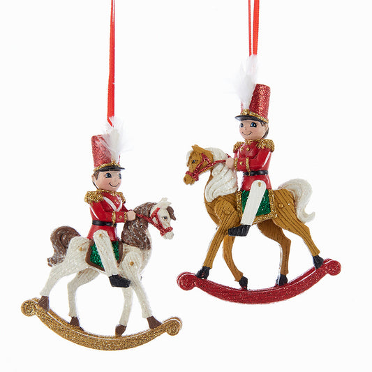 Kurt S. Adler NYC C7996 Toy Soldier On Rocking Horse 2 Assorted