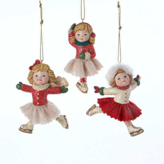 Kurt S. Adler NYC C8493 Vintage Girl Skater Ornament 3 Assorted