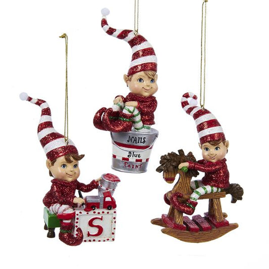 Kurt S. Adler NYC C8844 Elf with Toys Ornament 3 Assorted