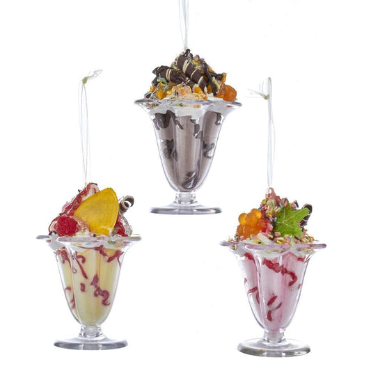 Kurt Adler NYC D3503 Ice Cream Sundae Ornament, 3 Assorted