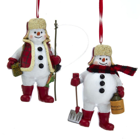 Kurt Adler NYC D3550 Lodge Snowman Ornaments, 2 Assorted