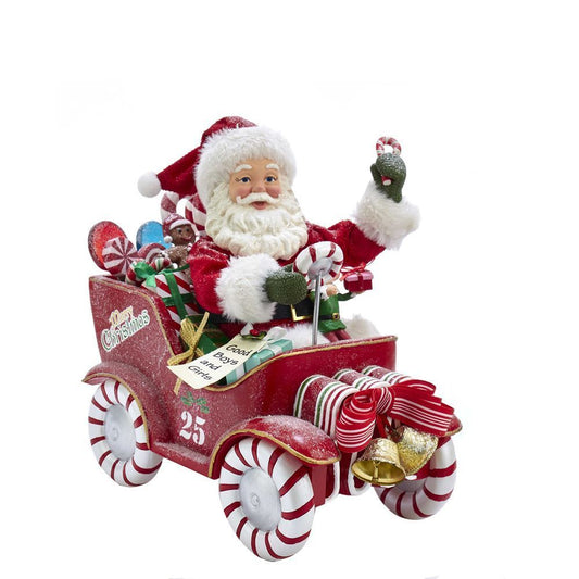 Kurt Adler NYC FA0105 Fabriché Musical Santa In Candy Car
