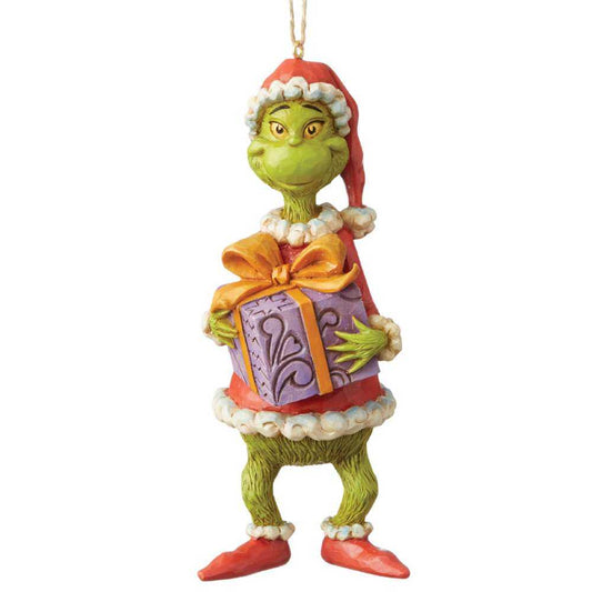 Jim Shore 6004067 Grinch Holiding Present (Hanging Ornament)