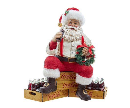 Kurt Adler 9" Coca-Cola Santa Sitting On Crates CC5212