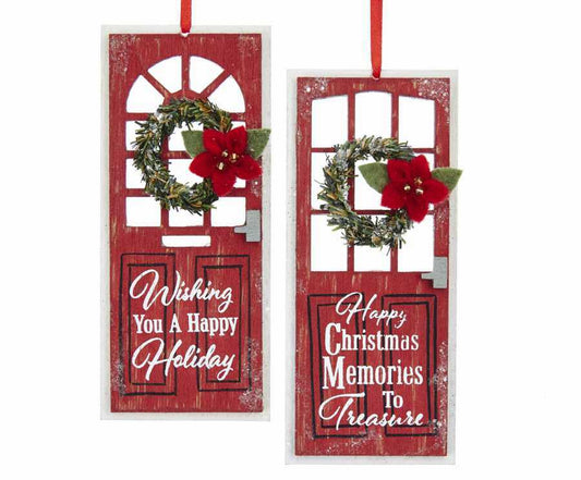 Kurt Adler G0197 Wooden Red Christmas Door Ornament2 Assorted