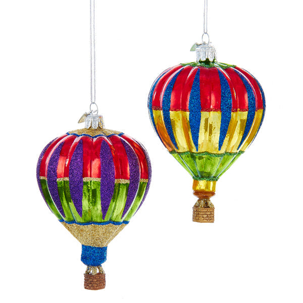 Kurt S. Adler Noble Gems Glass White and Red, Hot Air Balloon Ornament, 3 IN - E Kurt S. Adler Noble Gems Glass White and Red, Hot Air Balloon Ornament, 3 IN - E