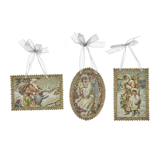 For sale in UK Paper Santa Scene Postcard Ornament 3 Assorted TR 28585