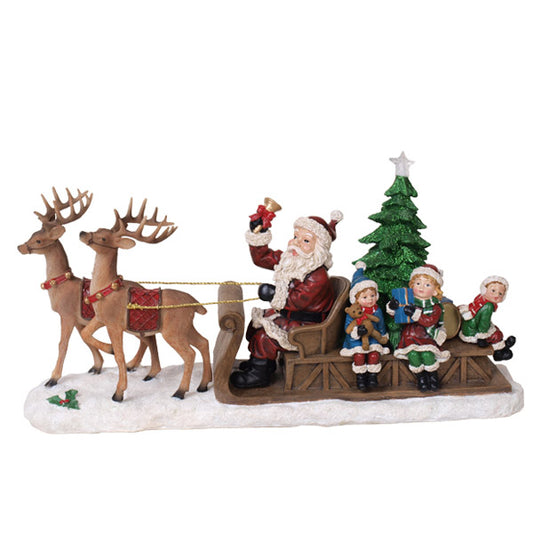 Shop now in UK Willow Brooks Secret Christmas Santa on sleigh w/children and 2 reindeers WB1173 North Pole Christmas Shop London