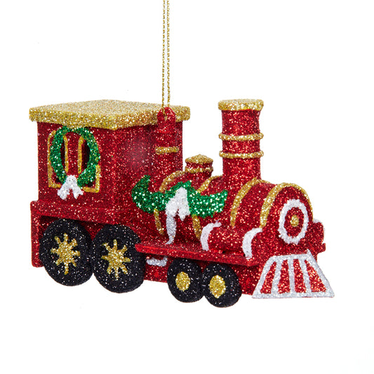 Shop now in UK Kurt S. Adler NYC D2343 Red Train Ornament with Glitter