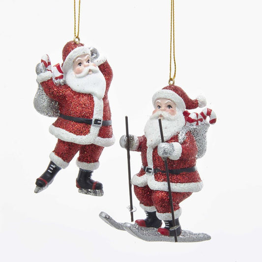 Shop now in UK Kurt Adler NYC D3380 Skating and Skiing Santa Ornaments, 2 Assorted 