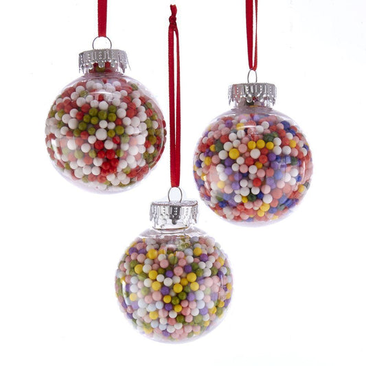Shop now in UK Kurt Adler NYC D3551 Clear Plastic Ball With Candy Ornaments, 3 Assorted 