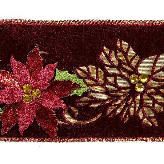 Shop now in UK Katherine's Collection Cut Out Poinsettia Ribbon Burgundy 08-783543 08-783543