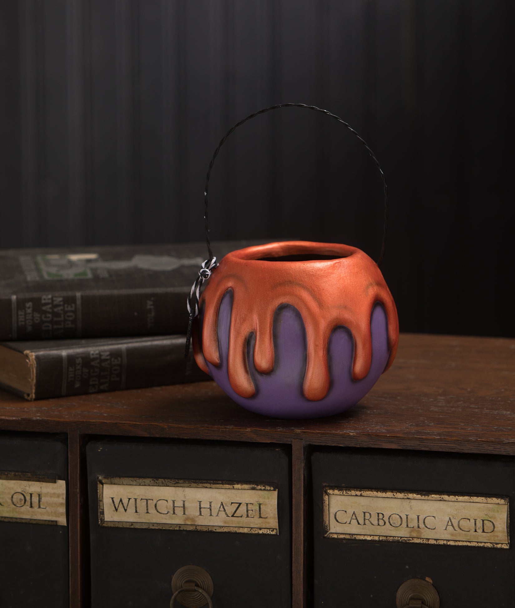 Bethany Lowe Small Purple Apple With Orange Poison Bucket LA1392