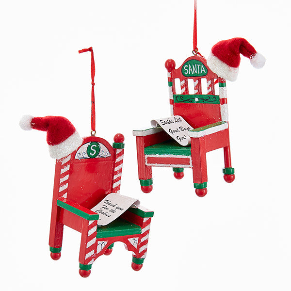 Kurt S. Adler NYC C6876 Wooden Santa Chair with Hat 2 Assorted