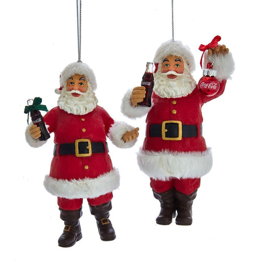 Kurt Adler NYC CC9191 Coca-Cola Santa Holding Ball & Bottle, 2 Assorted 