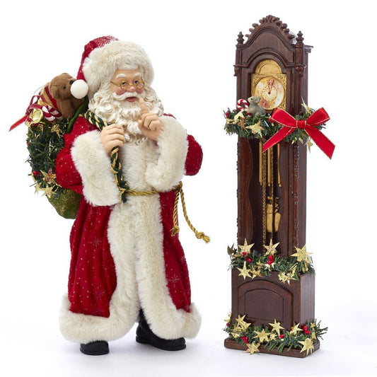Kurt Adler NYC FA0115 FabrichÃ© Santa With Clock, 2-Piece Set