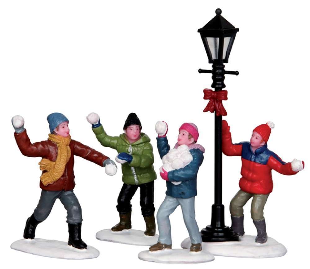 Shop now in UK Lemax Snowball Fight Set Of 4 32133 Lemax Figurines