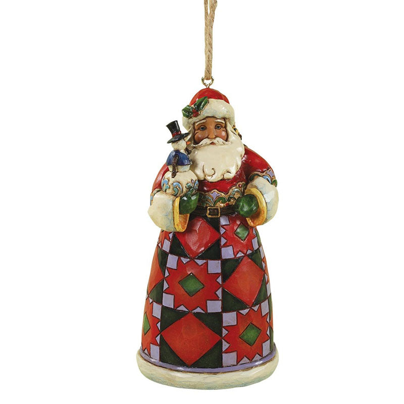 Shop now in UK Jim Shore Santa with Toy Bag & Snowman Hanging Ornament 4027726