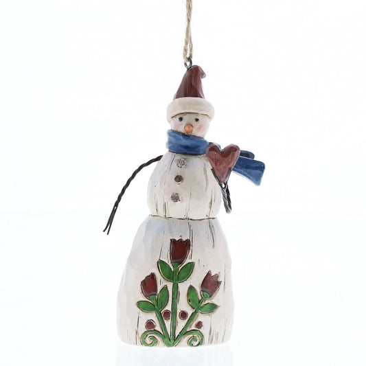Shop now in UK Jim Shore 4058773 Folklore Snowman With Heart (Hanging ornament) - North Pole Christmas Shop London