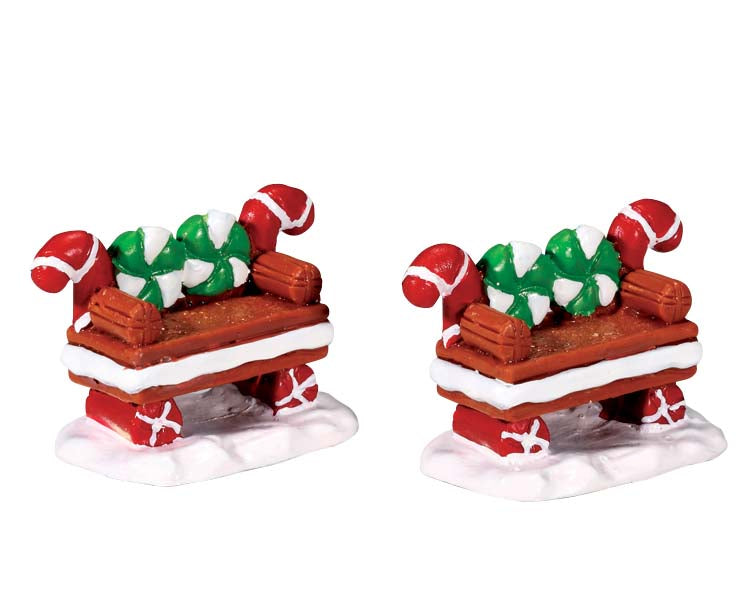 Shop now in UK Lemax Village 44812 Peppermint Cookie Bench, Set Of 2 44812