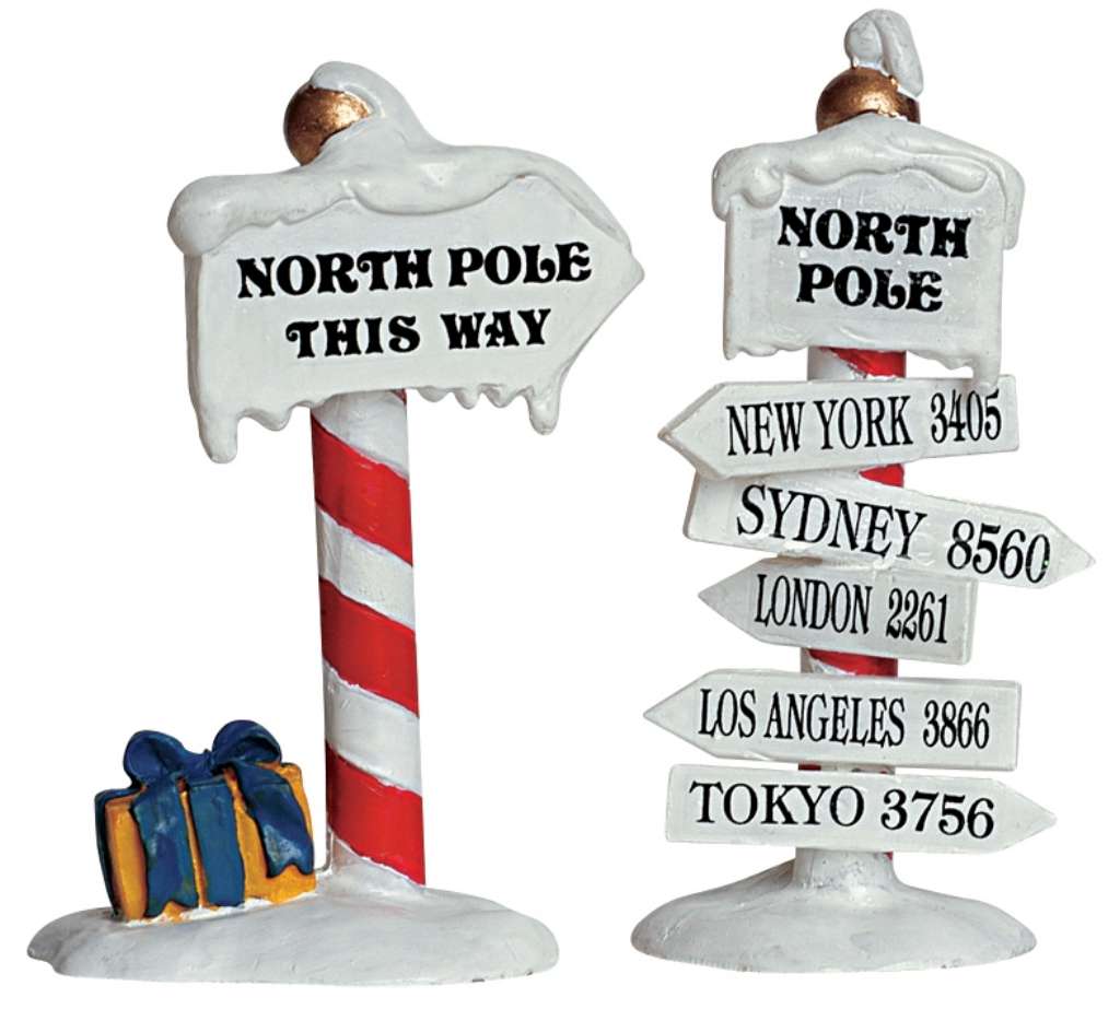 Shop now in UK Lemax Village 64455 North Pole Signs, Set Of 2 64455