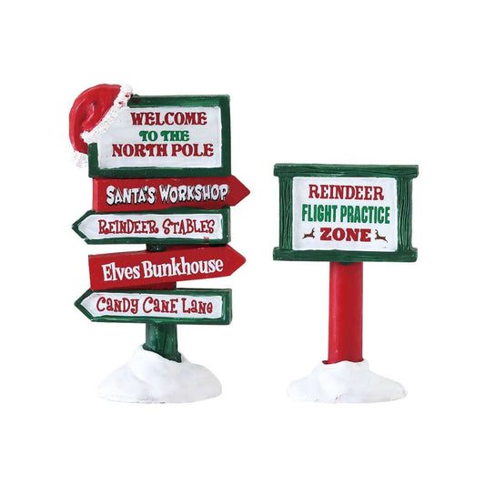 Shop now in UK Lemax Village 74325 North Pole Signs, Set Of 2 74325