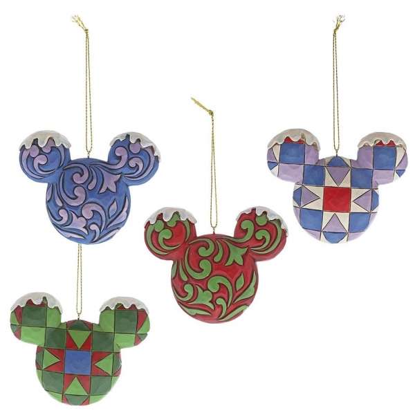 Shop now in UK Jim Shore A29543 Mickey Mouse Head Hanging 4 Ornament Set