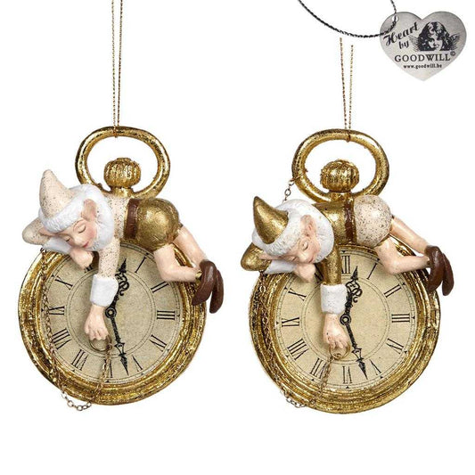Shop now in UK Goodwill Belgium Elf On Clock Ornament 2 Assorted B 94455