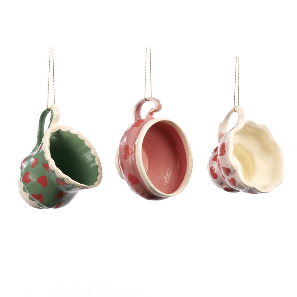Shop now in UK Heart Teacup Ornament 3 Assorted B 96413