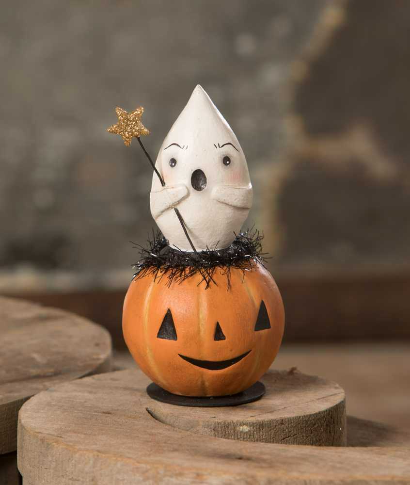 Shop now in UK Bethany Lowe ML0430 - Spooked Ghost in Jack O'Lantern