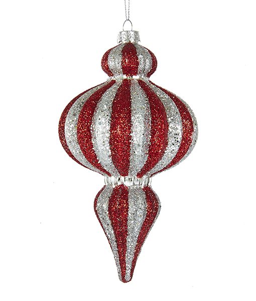 Shop now in UK Kurt S. Adler NYC C4776 Red/Silver Molded Glass Finial