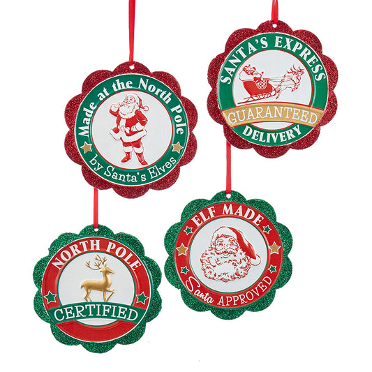 Shop now in UK Kurt S. Adler NYC C6884 Santa Seal Of Approval Ornament 4 Assorted