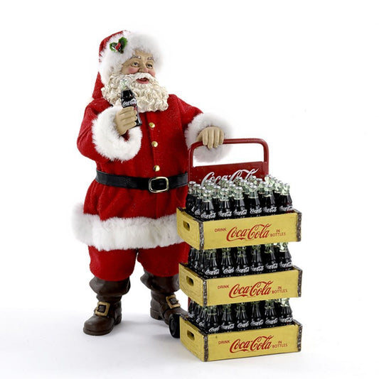 Shop now in UK Kurt Adler NYC CC5151 Coca-Cola Santa With Delivery Cart Tabletop Decoration