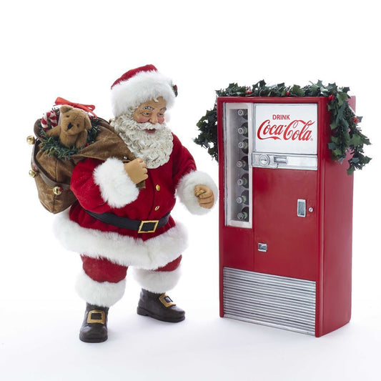 Shop now in UK Kurt Adler Santa Coke Machine Lit Sign 2Pc CC5182