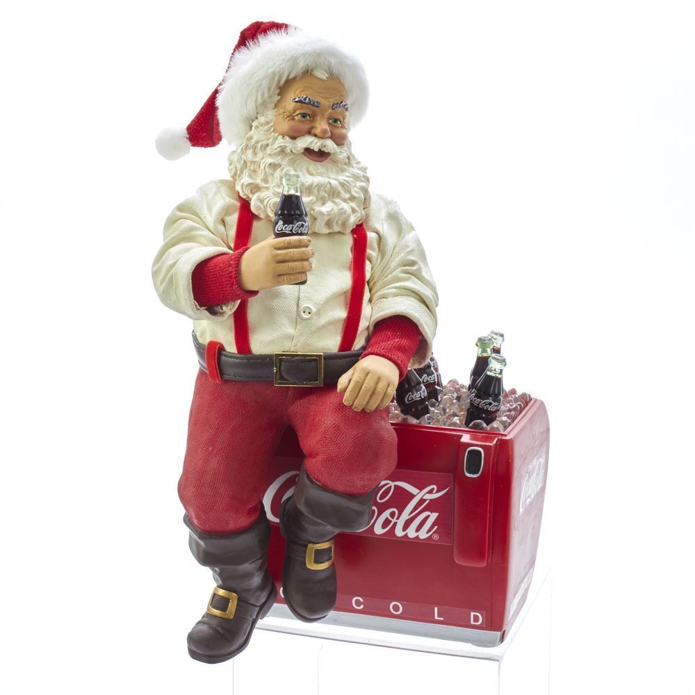 Shop now in UK Kurt Adler NYC CC5191 Coca-Cola Santa On Cooler Tabletop Decoration