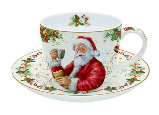Shop now in UK Christmas Tableware: Cup and saucer in high quality Fine China