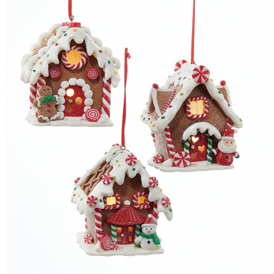 Shop now in UK Kurt S. Adler NYC D2881 Gingerbread Led House Ornament 3 Assorted