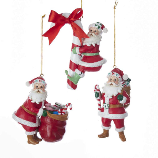 Shop now in UK D3293 Kurt S. Adler Candy santa ornament 3 assorted