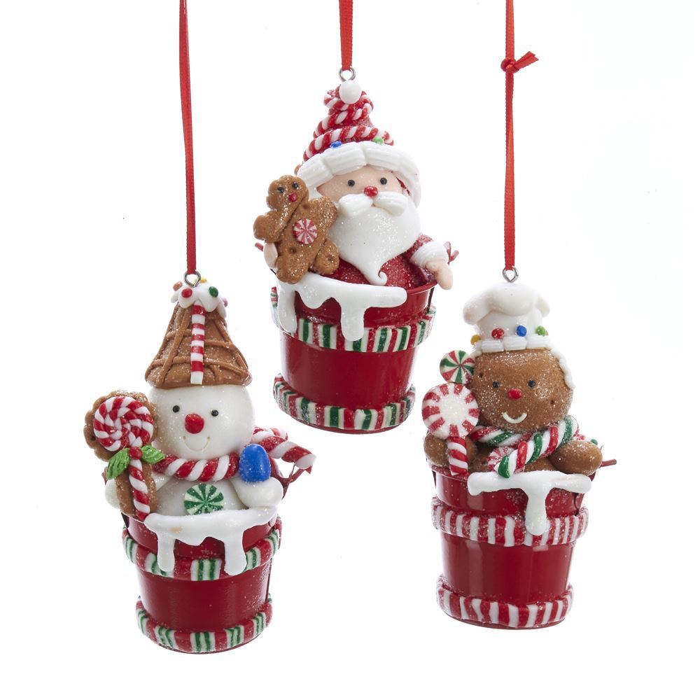 Shop now in UK Kurt Adler NYC D3624 Santa, Gingerbread man and Snowman Bucket Ornaments, 3 Assorted 