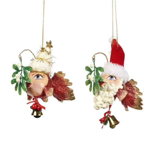 Shop now in UK Goodwill Belgium B 92350 Santa Mistletoy Fish Couple 2 Assorted Ornaments