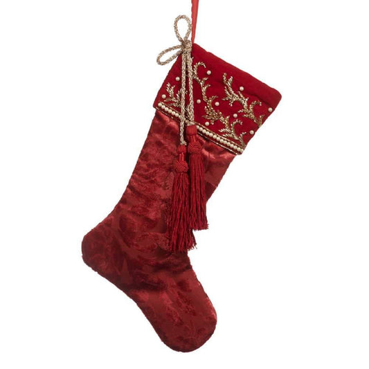 Shop now in UK Goodwill Belgium IF 10019 Embroidered Tassel Stocking Burgundy