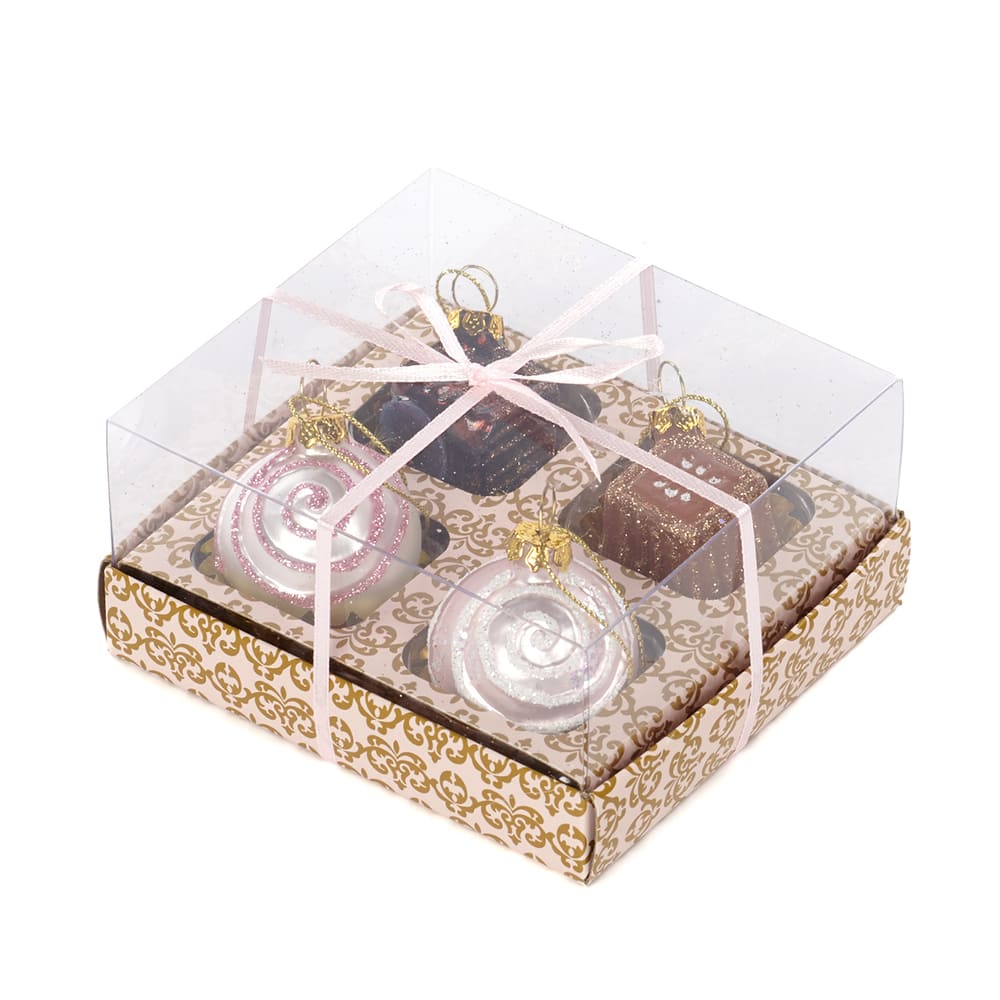 Shop now in UK Goodwill Belgium TR 23011 Glass Chocolate Ornament box of 4