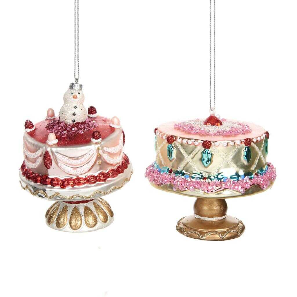 Shop now in UK Goodill Belgium 2020 TR 24787 Glass Cake On Stand Ornament 2 Assorted