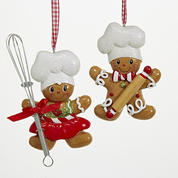 Shop now in UK Kurt Adler NYC H5099 Gingerbread Boy and Girl Chef Ornaments, 2 Assorted 