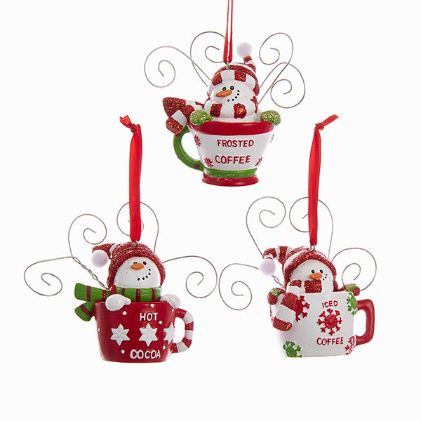 Shop now in UK Kurt S. Adler NYC H5115 Snowman In Cup Ornament 3 Assorted